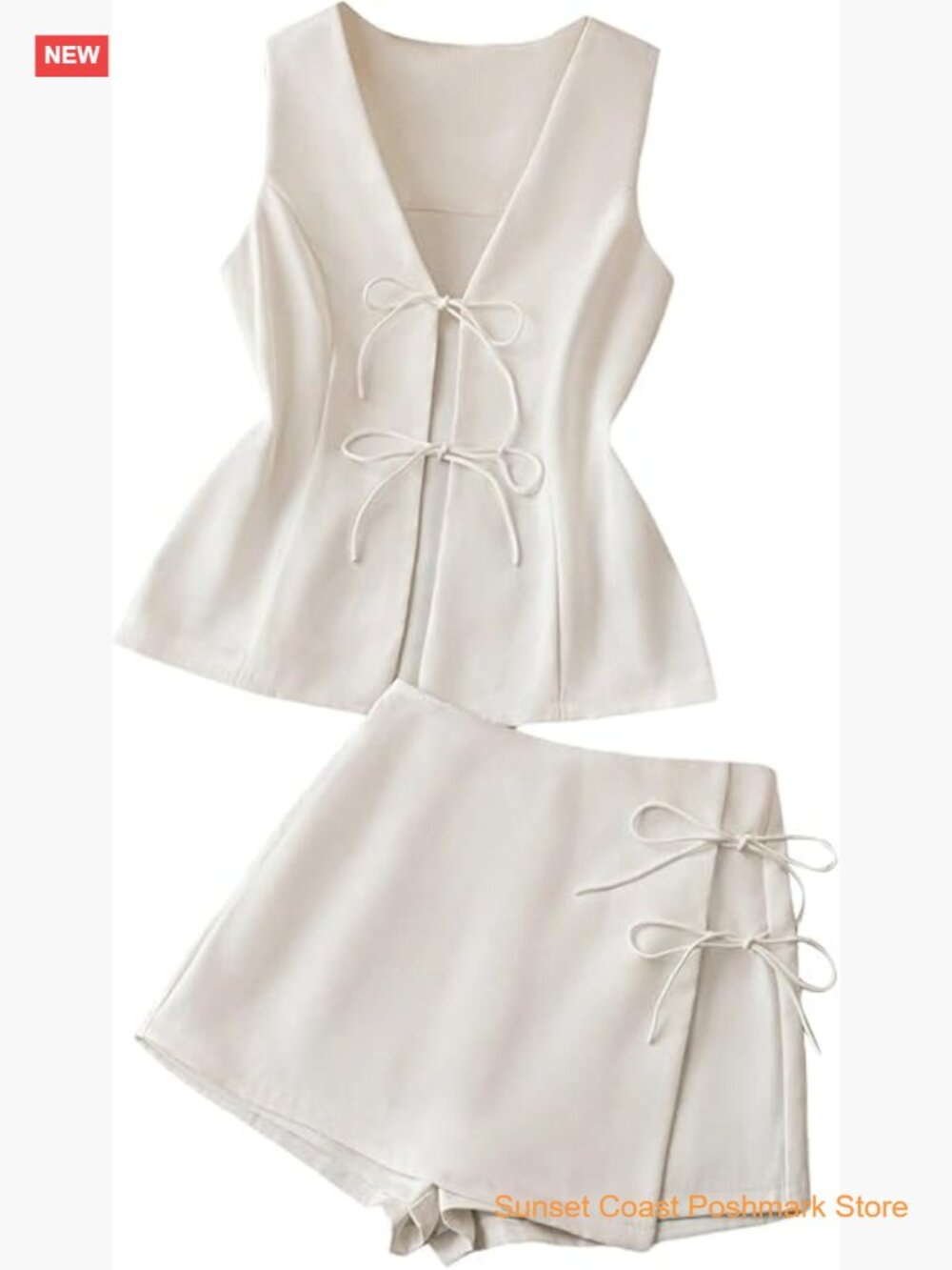 Sleeveless Lace Up Vest and Skort Shorts Matching Set